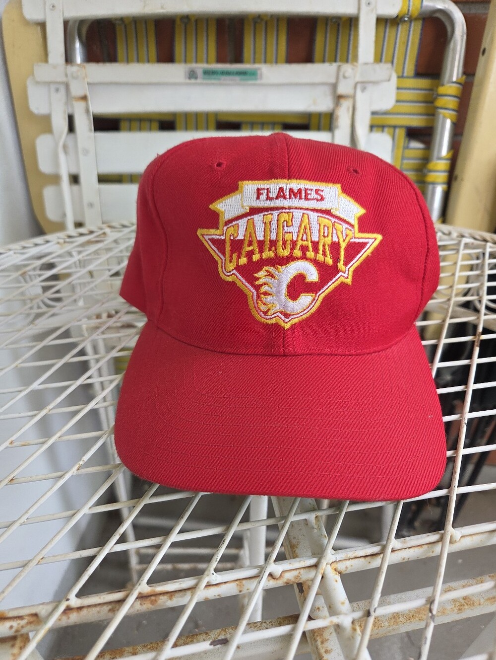 Vintage 90s Calgary Flames CCM Hat American Needle Snapback Red NHL Cap Vtg